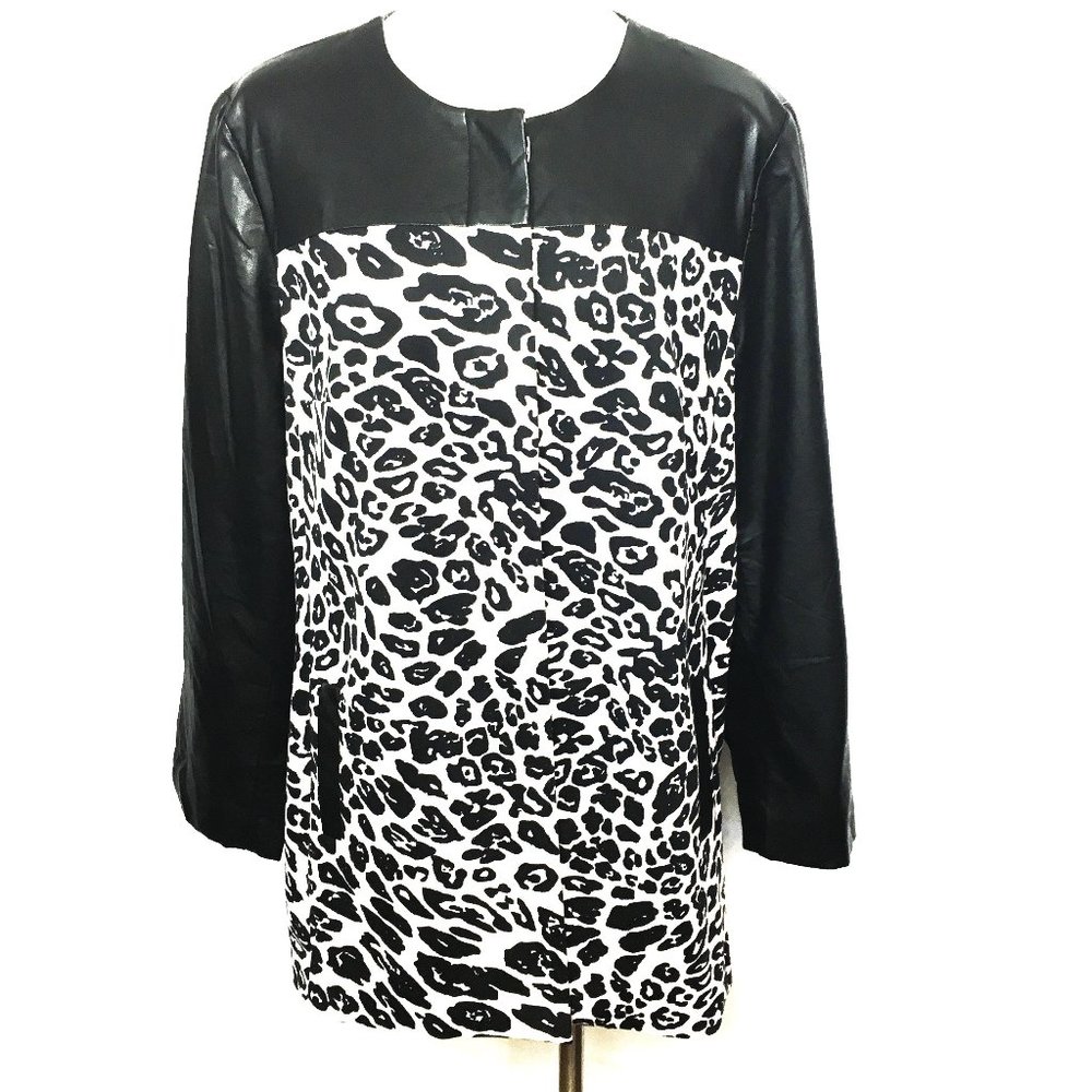 Dalmation Print Jacket with Faux Leather Sleeves Chico Large (size 3)